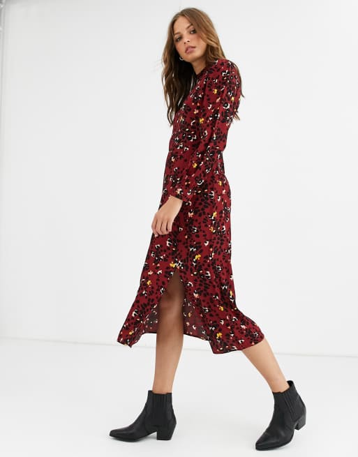 Warehouse leopard 2025 print midi dress