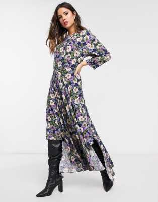 purple floral print dress