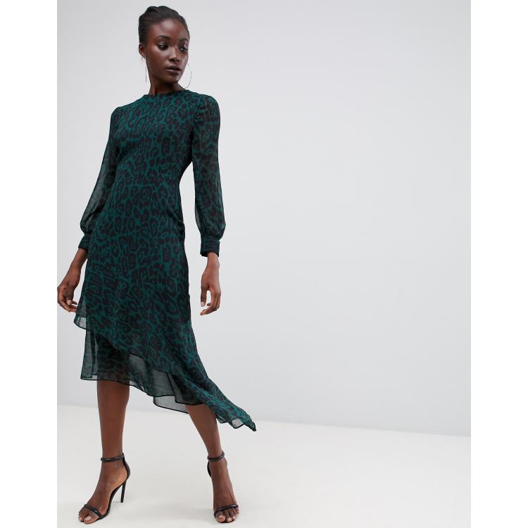 green leopard print dress warehouse