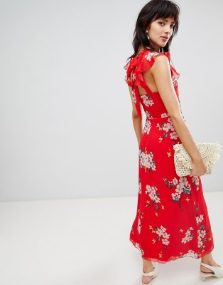 warehouse floral midi dress