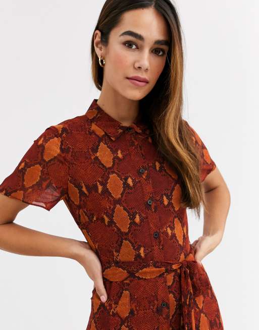 Warehouse snake clearance print shirt dress