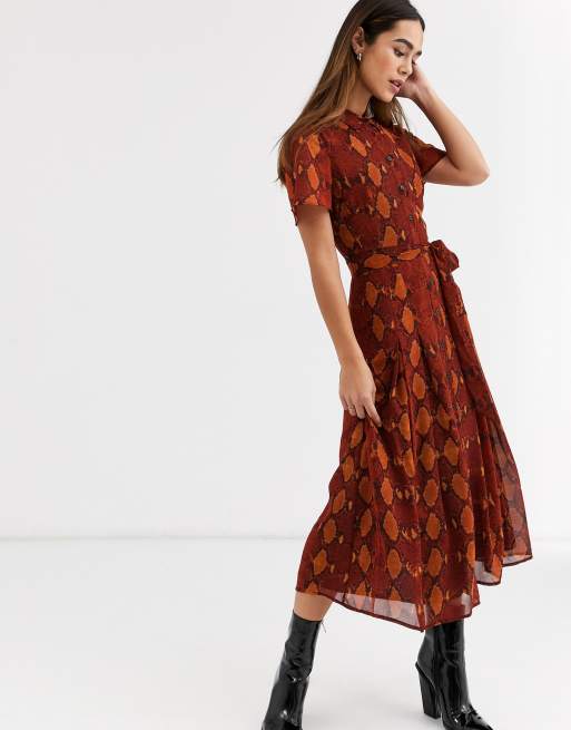 Warehouse snake print on sale dress