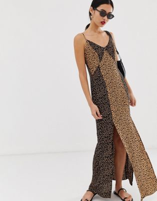 Warehouse midi slip dress in mixed animal print | ASOS