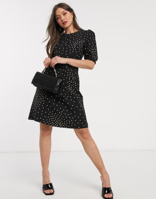 Warehouse black polka dot hot sale dress