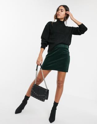 Dark green shop mini skirt outfit