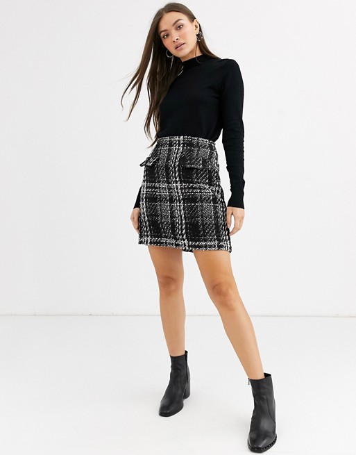 Warehouse mini skirt in tweed check