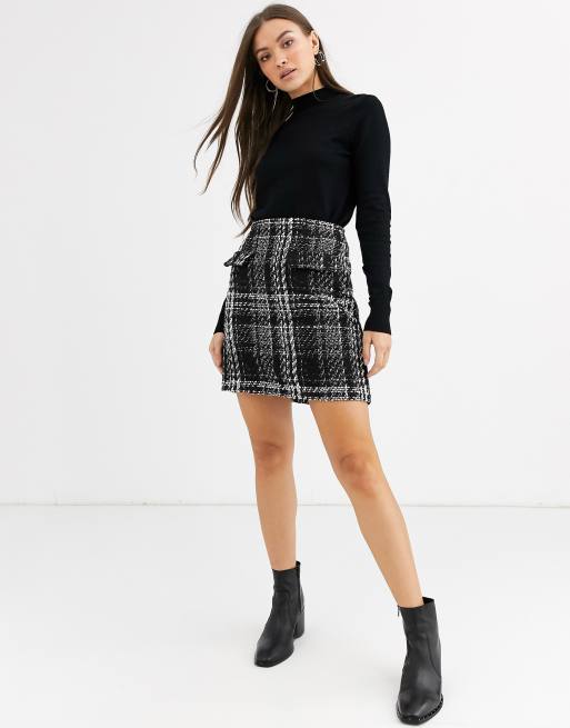 Warehouse tweed mini sale skirt black pattern