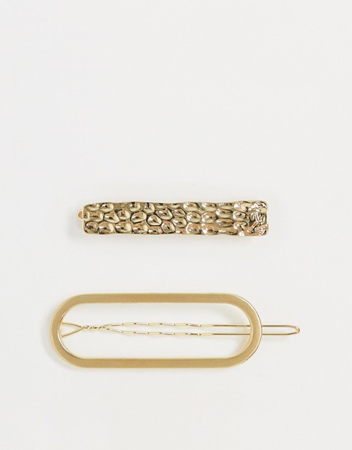 Warehouse minimal multipack hairclips in gold