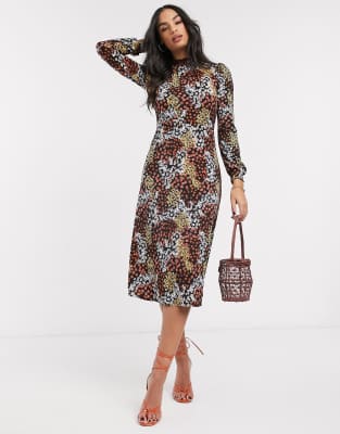 warehouse mixed floral print dress