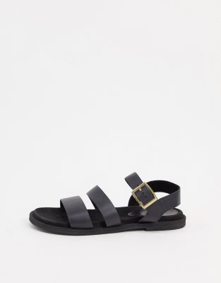 black leather footbed sandals