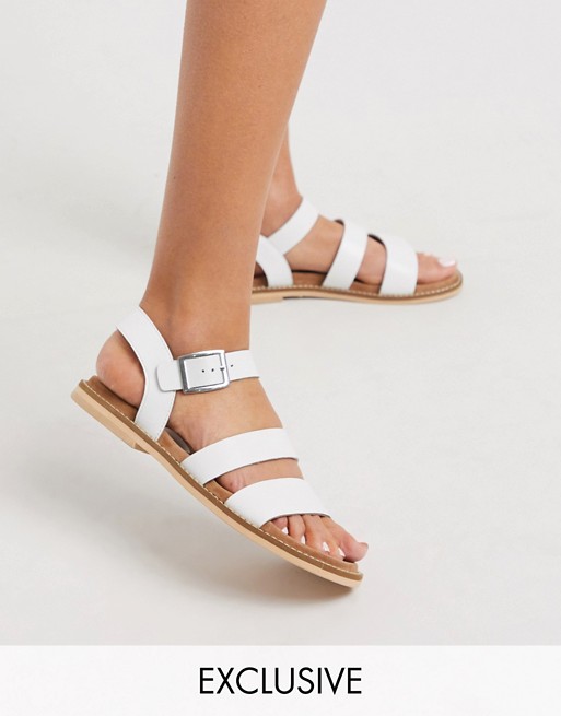 Warehouse multistrap footbed leather sandals in white