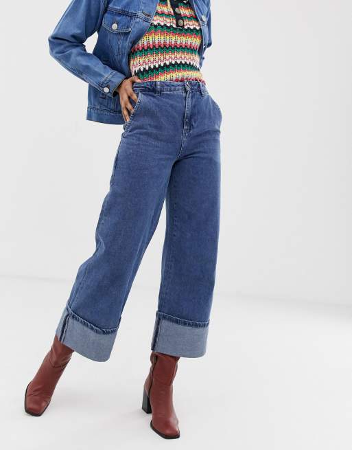 Warehouse – Niebieskie szerokie jeansy