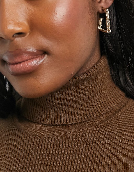 Warehouse organic triangle hoop earrings