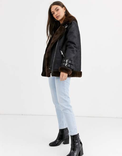 Warehouse oversized shop biker jacket