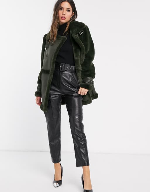 Warehouse faux fur outlet jacket