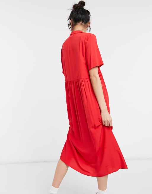 Warehouse red midi outlet dress