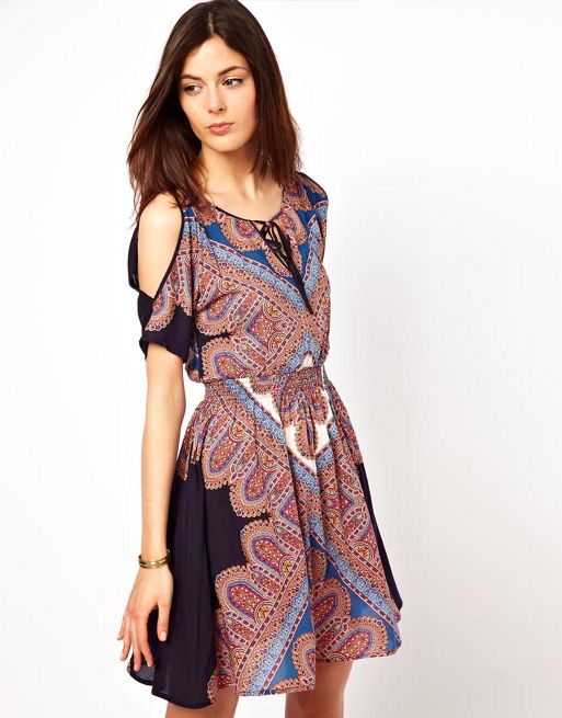 Warehouse Paisley Printed Split Sleeve Dress | ASOS