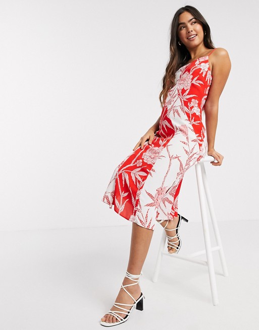 Warehouse panelled maxi dress in floral