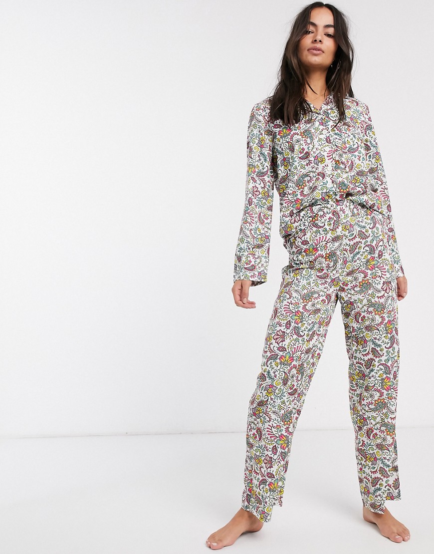 Warehouse - Pantaloni del pigiama con stampa cachemire-Multicolore