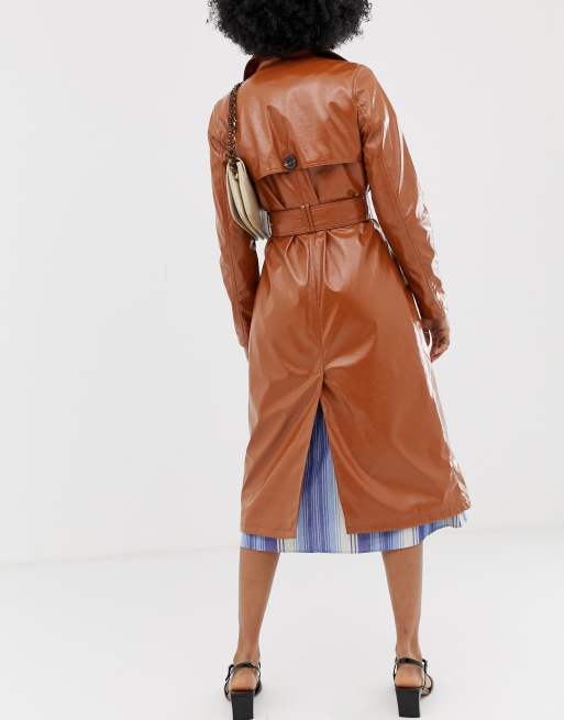 Warehouse faux outlet leather trench coat