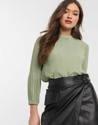 warehouse green pleated dress