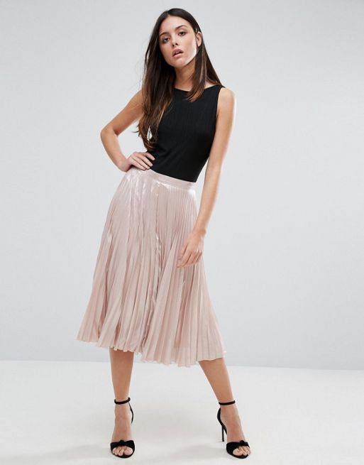 Warehouse Pleated Lame Skirt | ASOS