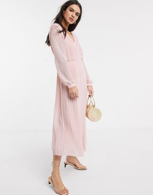warehouse pink pleated dress