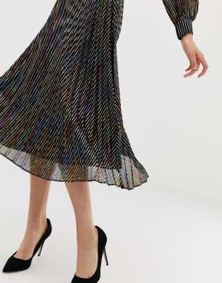 warehouse rainbow foil dress