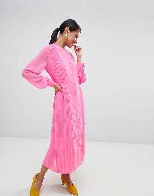 warehouse pink pleated dress