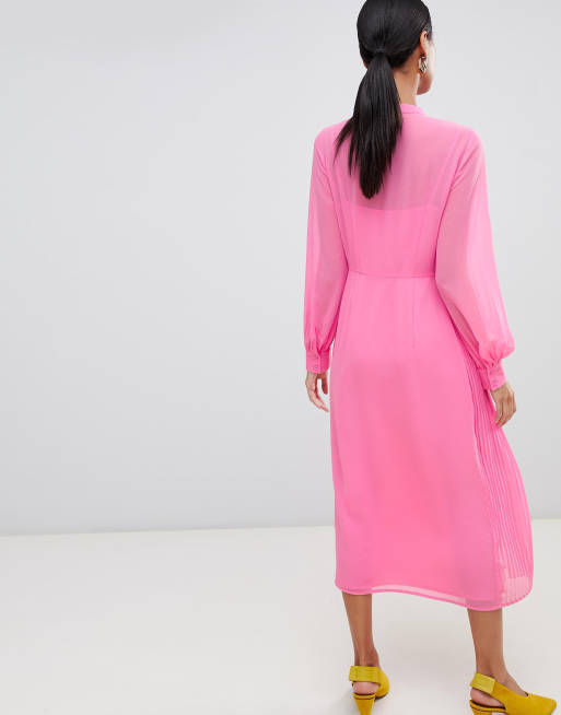 Warehouse pleated 2025 shirt dress