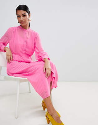 warehouse pleated midi shirt dress