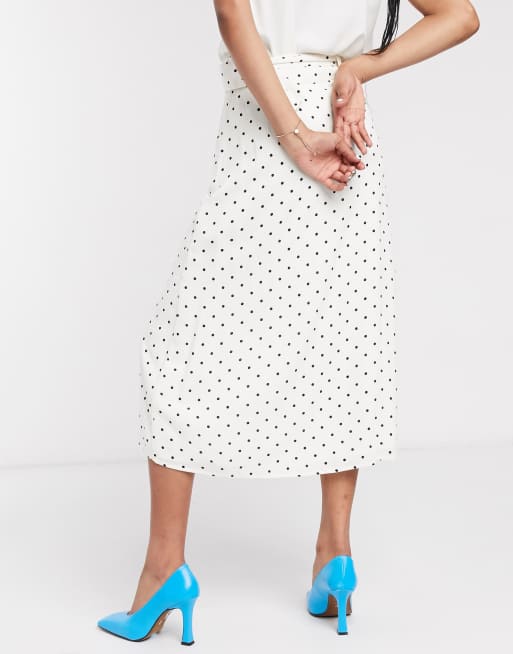 White polka store dot midi skirt