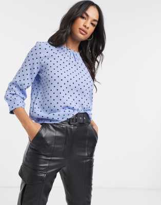 blue polka dot blouse