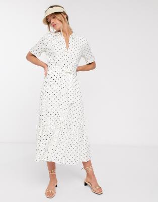 warehouse white polka dot dress