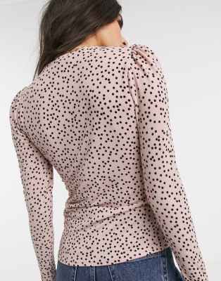 pink polka dot top