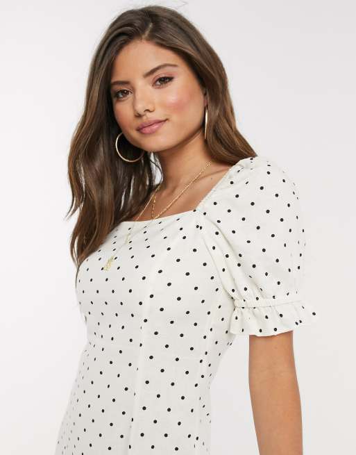 Warehouse white 2025 polka dot dress