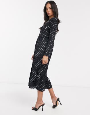 Warehouse polka dot tiered midi dress 