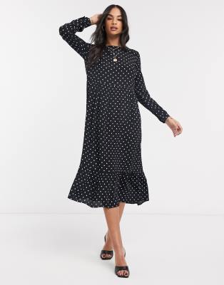 warehouse black and white polka dot dress