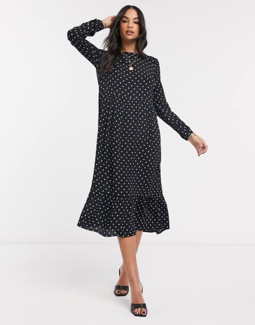 Warehouse black 2025 polka dot dress