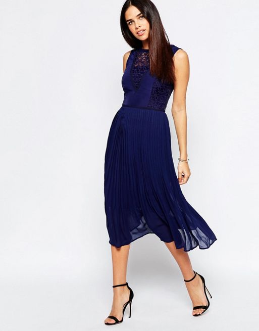 Warehouse Premium Lace Insert Midi Dress | ASOS