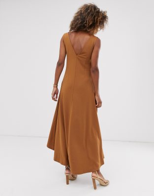 warehouse v neck crepe maxi dress