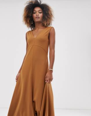 warehouse v neck crepe maxi dress
