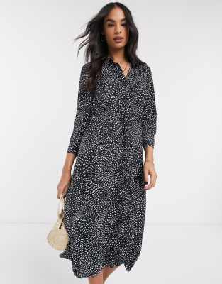 warehouse plain midi shirt dress