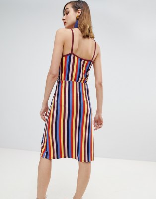 warehouse rainbow wrap dress