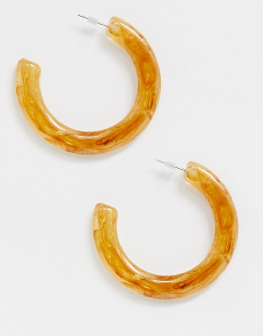 Warehouse resin chunky hoop earrings in yellow