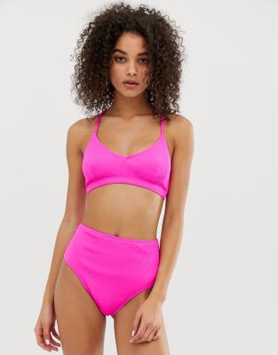 bright pink high waisted bikini