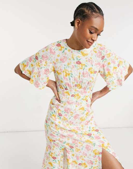 Warehouse short sale sleeve midi dress