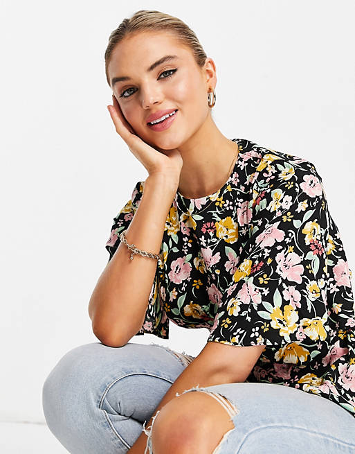 Warehouse riviera floral top in black