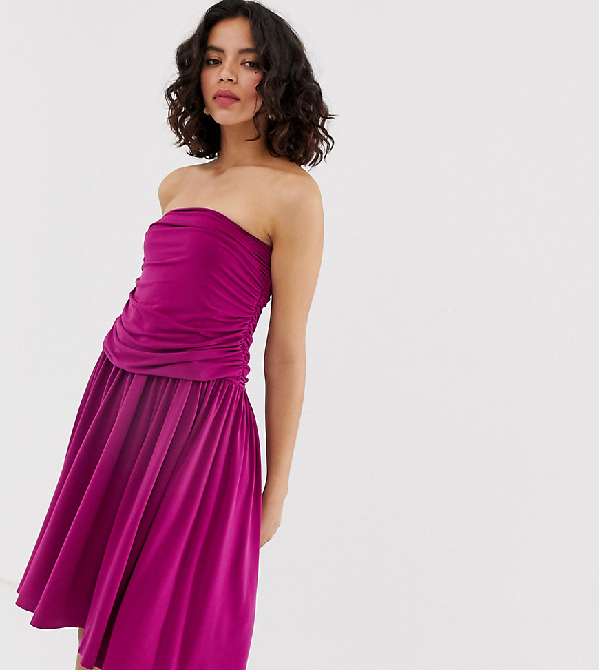 Warehouse Ruched Midi Skirt-Purple