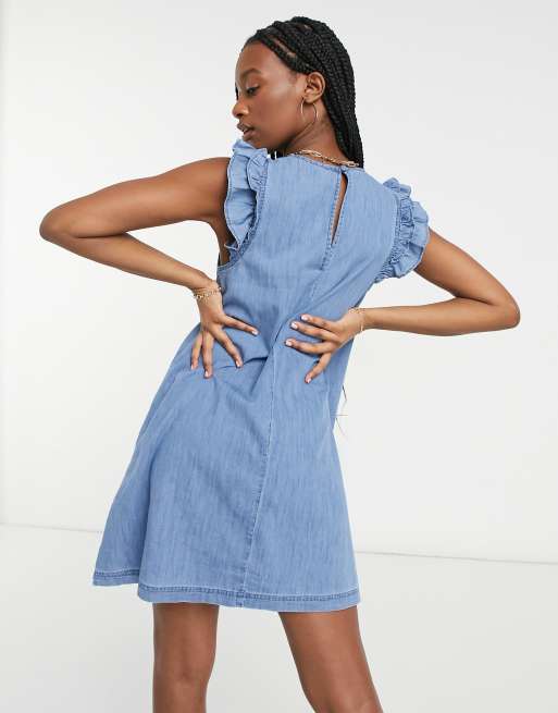 Denim hot sale frill dress